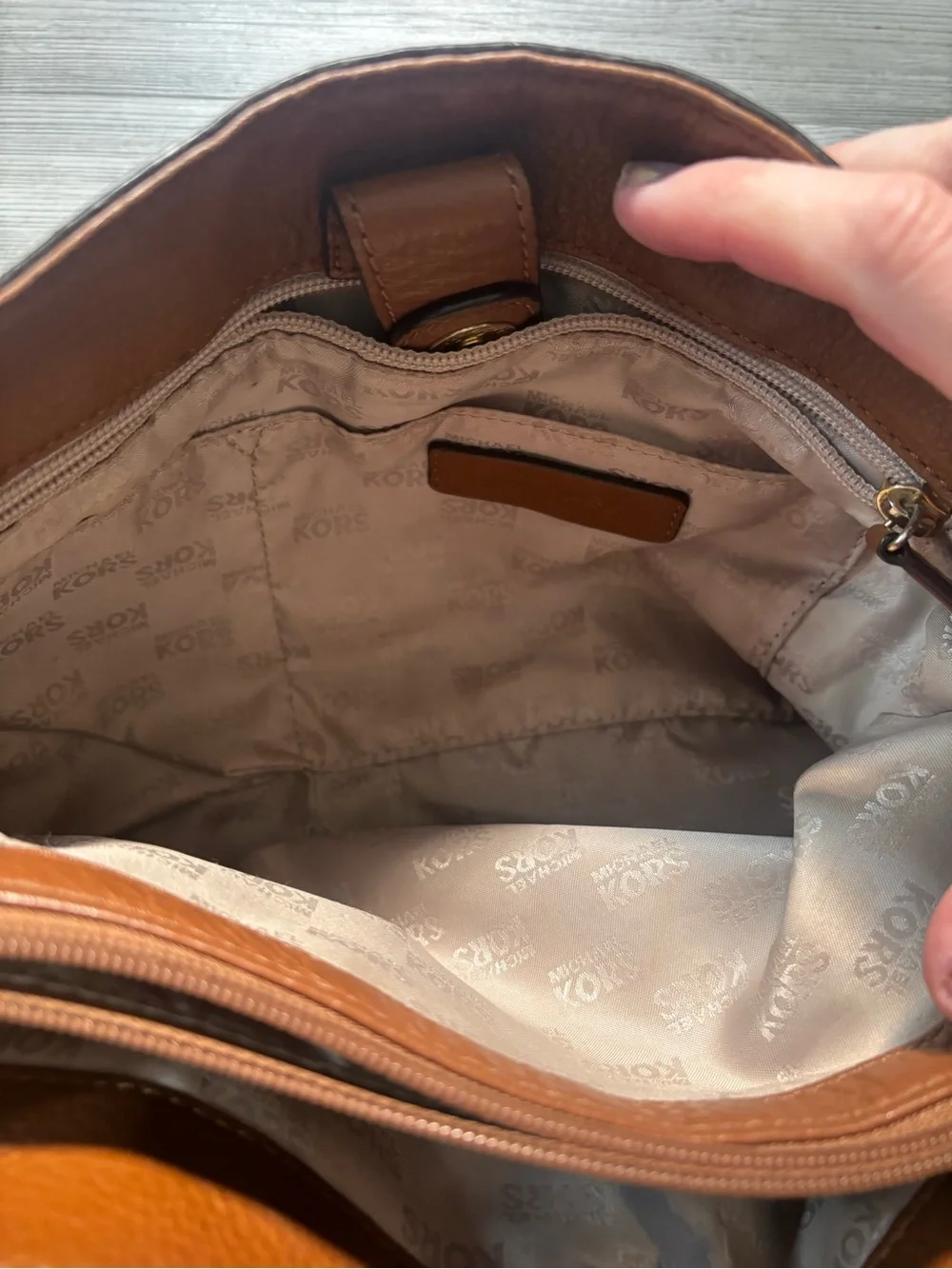 Michael Kors Brown Leather Studded Satchel Crossbody Shoulder Bag